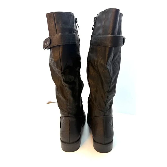 Journee Collection Women's Bite Wide Calf Knee High Buckle Boots 7.5 Black NWT - Picture 6 of 7